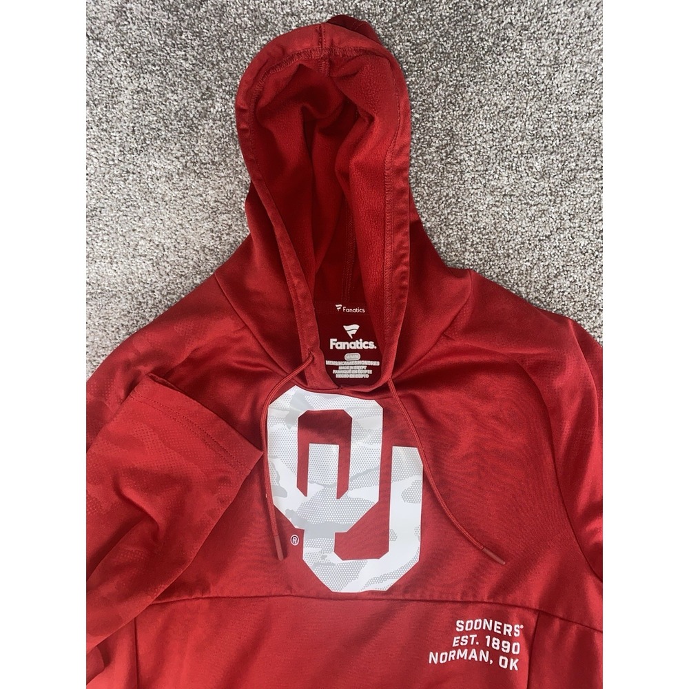 Oklahoma Sooners Fanatics Mens M Red/Camo Fleece Hoodie NCAA Active Performance